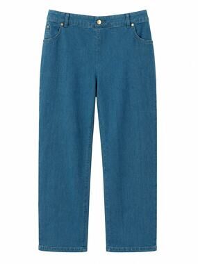 Stretch Denim Jeans Straight Leg High Rise Long Length Pull On Plus Size 3X